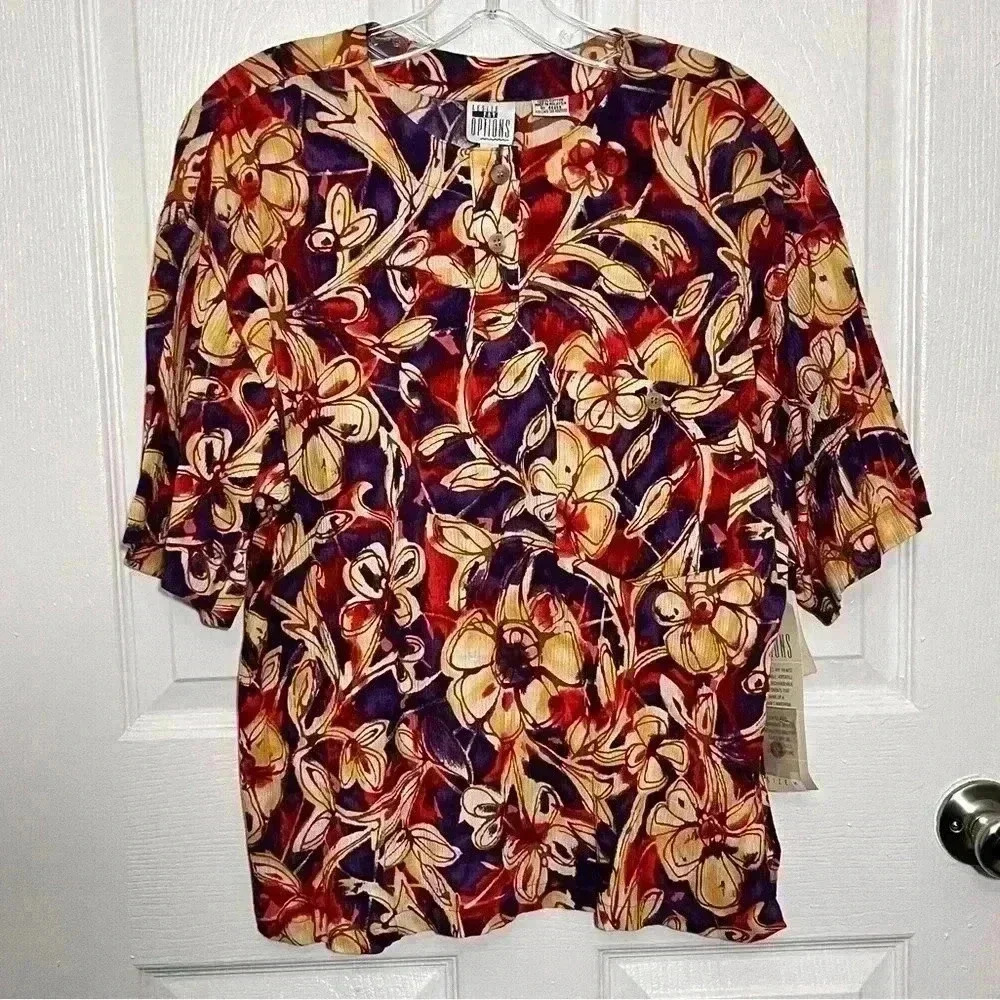LESLIE FAY OPTIONS Vintage Cotton Zanzibar Group Floral top | size 8 - Picture 1 of 10